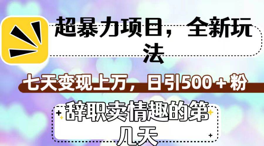 超暴利项目，全新玩法（辞职卖情趣的第几天），七天变现上万，日引500+粉-千寻创业网