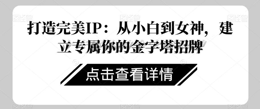 打造完美IP：从小白到女神，建立专属你的金字塔招牌-千寻创业网