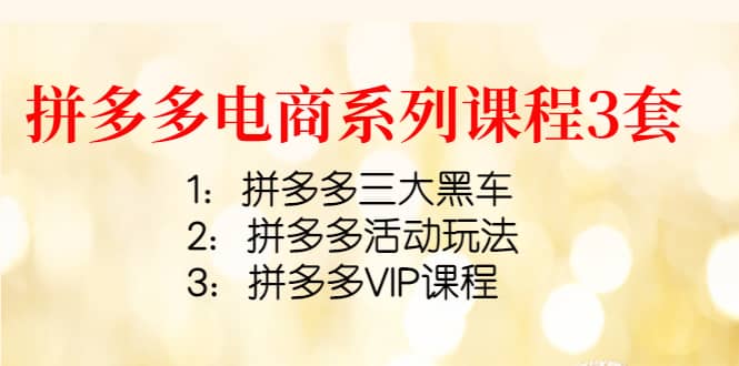 拼多多电商系列课程3套：拼多多三大黑车+拼多多活动玩法+拼多多VIP课程-千寻创业网
