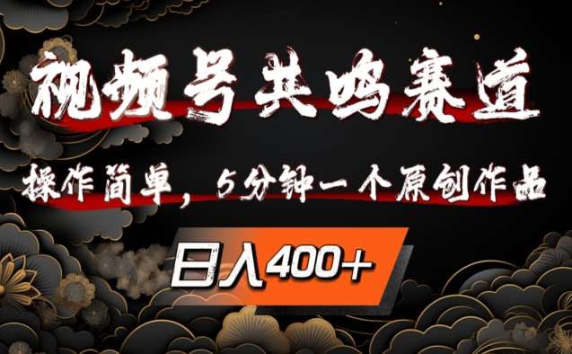 视频号共鸣赛道，操作简单，5分钟1个原创作品，日入几张【揭秘】-千寻创业网