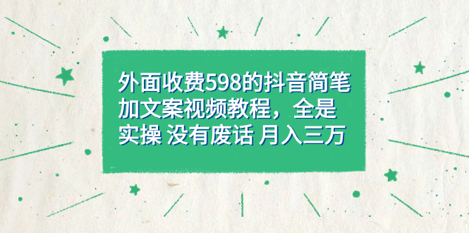 外面收费598抖音简笔加文案教程，全是实操 没有废话 月入三万（教程+资料）-千寻创业网