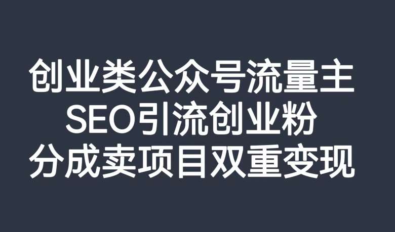 创业类公众号流量主，SEO引流创业粉，分成卖项目双重变现【揭秘】-千寻创业网