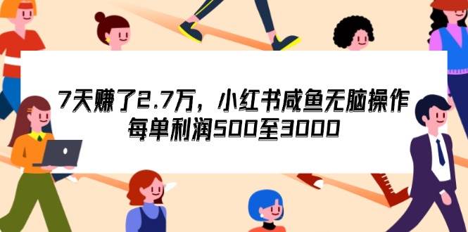（12192期）7天收了2.7万，小红书咸鱼无脑操作，每单利润500至3000-千寻创业网