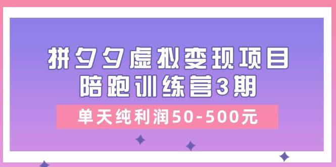 黄岛主《拼夕夕虚拟变现项目陪跑训练营3期》单天纯利润50-500元-千寻创业网