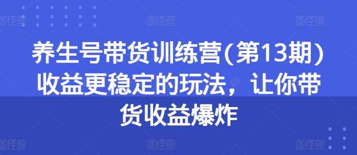 养生号带货训练营(第13期)收益更稳定的玩法，让你带货收益爆炸-千寻创业网