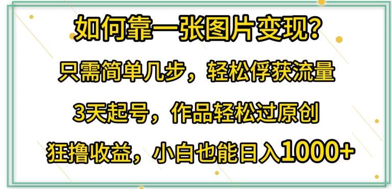 如何靠一张图片变现?只需简单几步，轻松俘获流量，3天起号，作品轻松过原创【揭秘】-千寻创业网