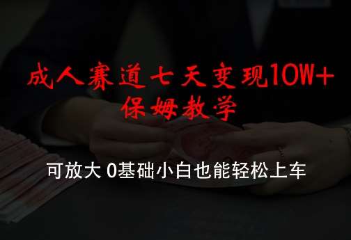 成人赛道七天变现10W+保姆教学，可放大，0基础小白也能轻松上车【揭秘】-千寻创业网