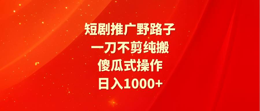 （9586期）短剧推广野路子，一刀不剪纯搬运，傻瓜式操作，日入1000+-千寻创业网