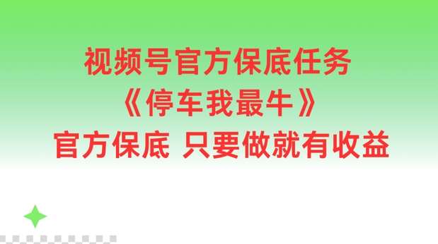 视频号官方保底任务，停车我最牛，官方保底只要做就有收益【揭秘】-千寻创业网