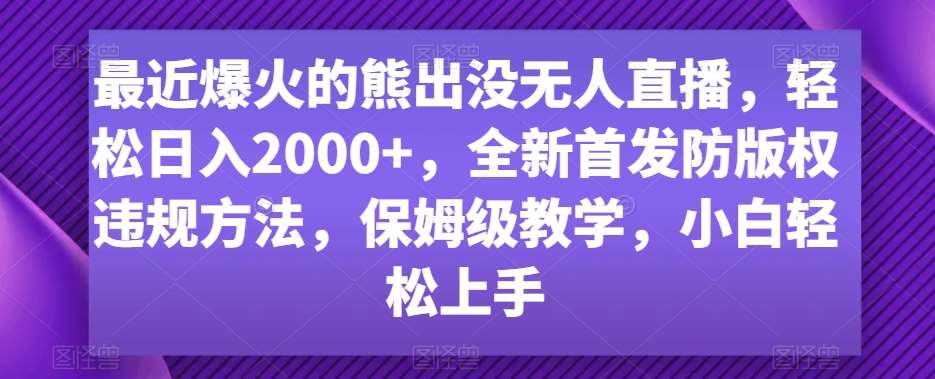 最近爆火的熊出没无人直播，轻松日入2000+，全新首发防版权违规方法【揭秘】-千寻创业网