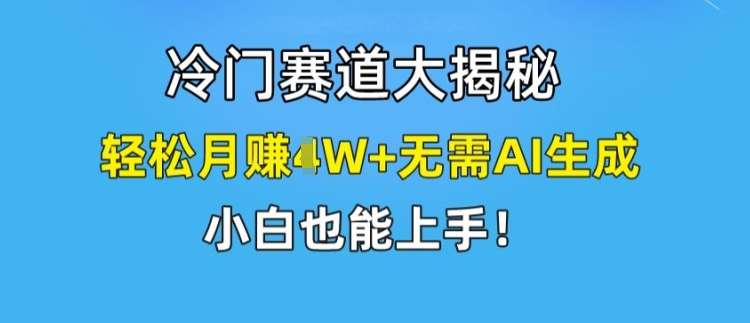 冷门赛道大揭秘，轻松月赚1W+无需AI生成，小白也能上手【揭秘】-千寻创业网