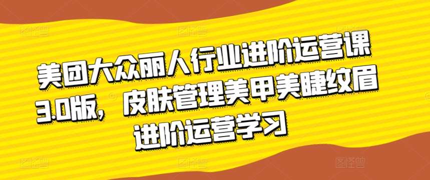 美团大众丽人行业进阶运营课3.0版，皮肤管理美甲美睫纹眉进阶运营学习-千寻创业网