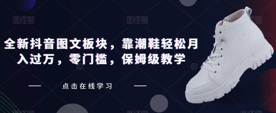 全新抖音图文板块，靠潮鞋轻松月入过万，零门槛，保姆级教学【揭秘】-千寻创业网