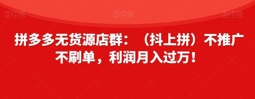 拼多多无货源店群：（抖上拼）不推广不刷单，利润月入过万！【揭秘】-千寻创业网