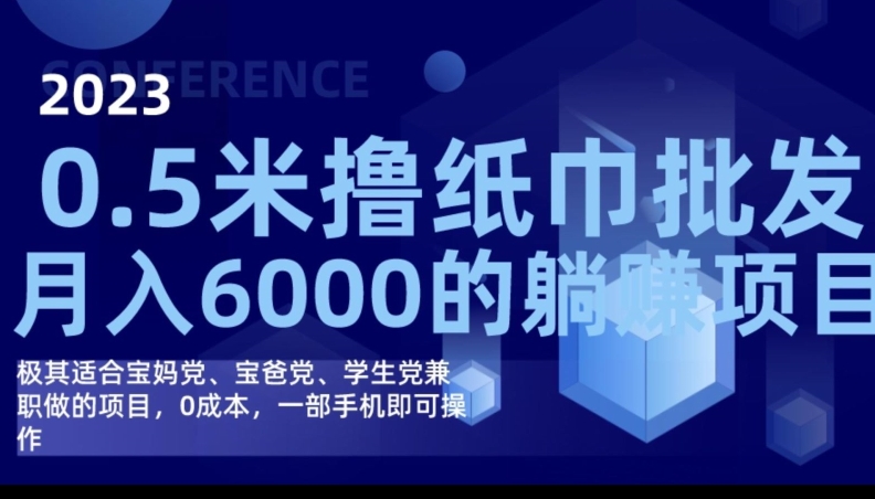 2023最新0.5米撸纸巾批发，月入6000的躺赚项目，0成本，一部手机即可操作-千寻创业网