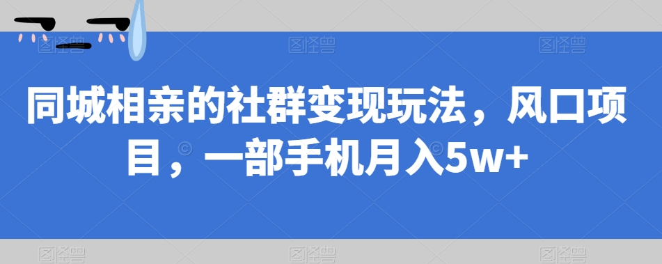 同城相亲的社群变现玩法，风口项目，一部手机月入5w+【揭秘】-千寻创业网