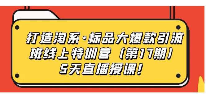 打造淘系·标品大爆款引流班线上特训营5天直播授课！-千寻创业网