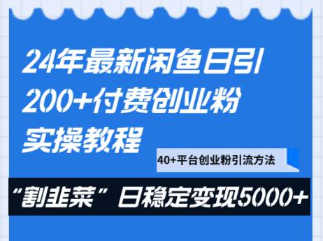 24年最新闲鱼日引200+付费创业粉，割韭菜每天5000+收益实操教程！-千寻创业网