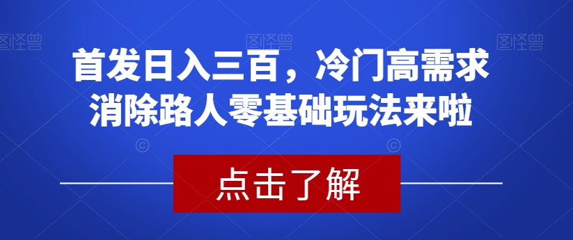 首发日入三百，冷门高需求消除路人零基础玩法来啦【揭秘】-千寻创业网