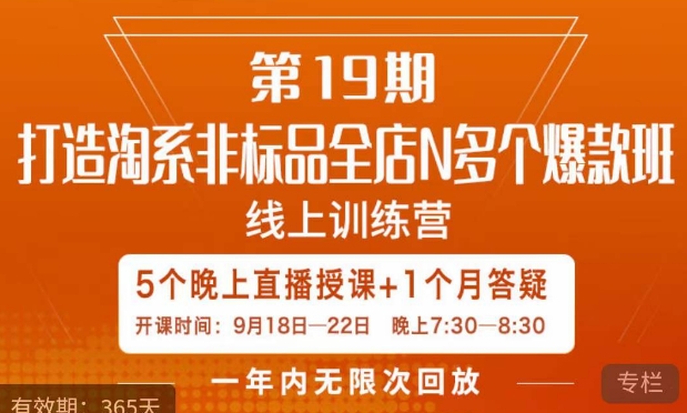 打造淘系非标全店N多个爆款线上课，​5天直播课-千寻创业网