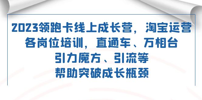 2023领跑·卡 线上成长营 淘宝运营各岗位培训 直通车 万相台 引力魔方 引流-千寻创业网