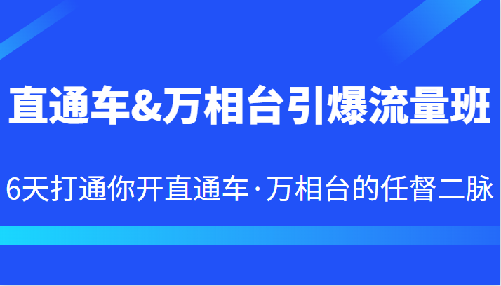 直通车&万相台引爆流量班 6天打通你开直通车·万相台的任督二脉-千寻创业网