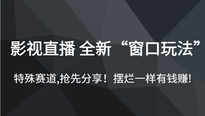 影视直播 全新“窗口玩法”，特殊赛道,抢先分享！摆烂一样有钱赚!-千寻创业网