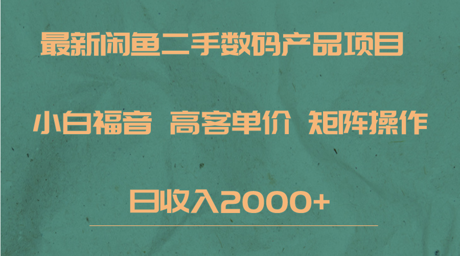 最新闲鱼二手数码赛道，小白福音，高客单价，矩阵操作，日收入2000+-千寻创业网