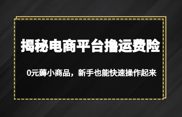 揭秘电商平台撸运费险，0元薅小商品，新手也能快速操作起来-千寻创业网