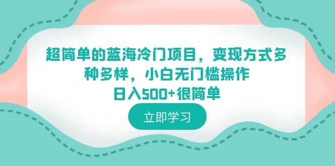 超简单的蓝海冷门项目，变现方式多种多样，小白无门槛操作日入500+很简单-千寻创业网