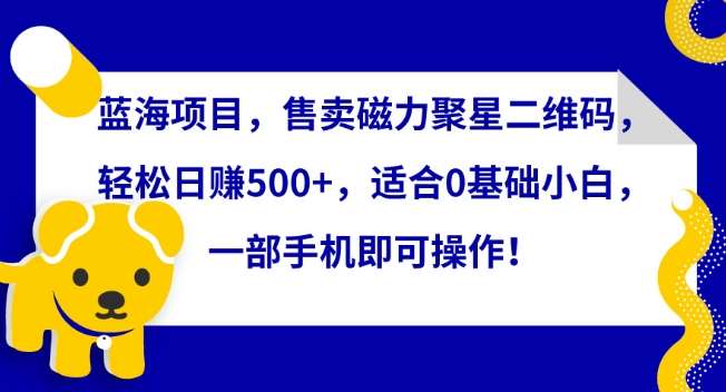 蓝海项目，售卖磁力聚星二维码，轻松日赚500+，适合0基础小白，一部手机即可操作【揭秘】-千寻创业网