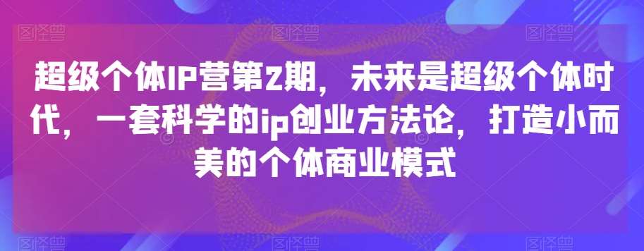 超级个体IP营第2期，未来是超级个体时代，一套科学的ip创业方法论，打造小而美的个体商业模式-千寻创业网