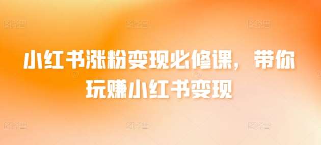 小红书涨粉变现必修课，带你玩赚小红书变现-千寻创业网
