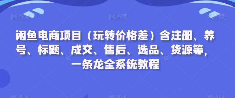 闲鱼电商项目（玩转价格差）含注册、养号、标题、成交、售后、选品、货源等，一条龙全系统教程-千寻创业网