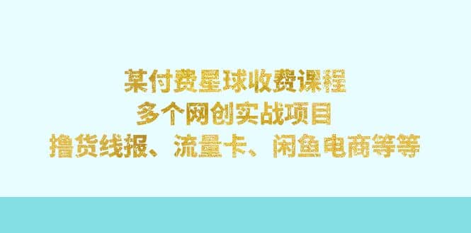 某付费星球课程：多个网创实战项目，撸货线报、流量卡、闲鱼电商等等-千寻创业网