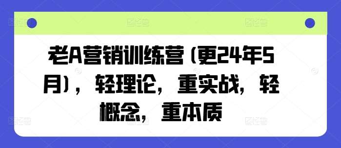 老A营销训练营(更24年6月)，轻理论，重实战，轻概念，重本质-千寻创业网