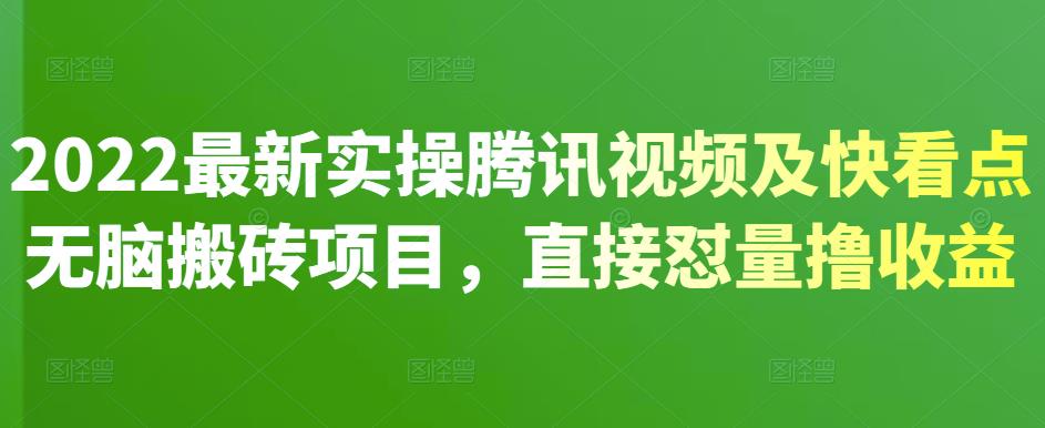 2022最新实操腾讯视频及快看点无脑搬砖项目，直接怼量撸收益-千寻创业网