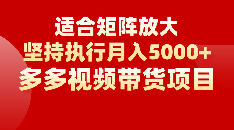 矩阵操作月入5000+，多多视频带货项目，适合新手，也适合老手放大-千寻创业网