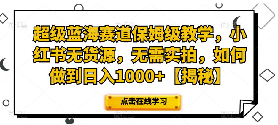 超级蓝海赛道保姆级教学，小红书无货源，无需实拍，如何做到日入1000+【揭秘】-千寻创业网