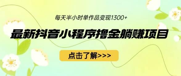 最新抖音小程序撸金躺赚项目，一部手机每天半小时，单个作品变现1300+【揭秘】-千寻创业网