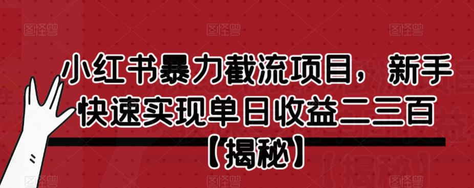 小红书暴力截流项目，新手快速实现单日收益二三百【仅揭秘】-千寻创业网