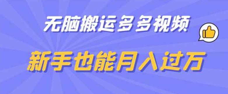 无脑搬运多多视频，新手也能月入过万【揭秘】-千寻创业网