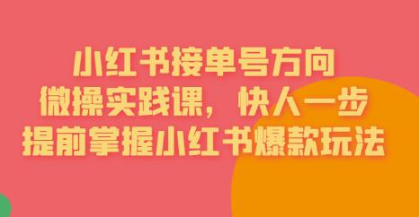 接单号方向·小红书微操实践课，快人一步，提前掌握小红书爆款玩法-千寻创业网