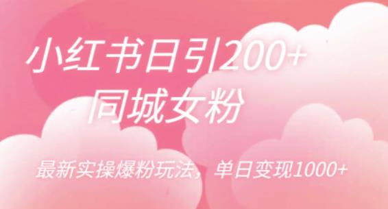小红书日引200+同城女粉，最新实操爆粉玩法，单日变现1000+【揭秘】-千寻创业网