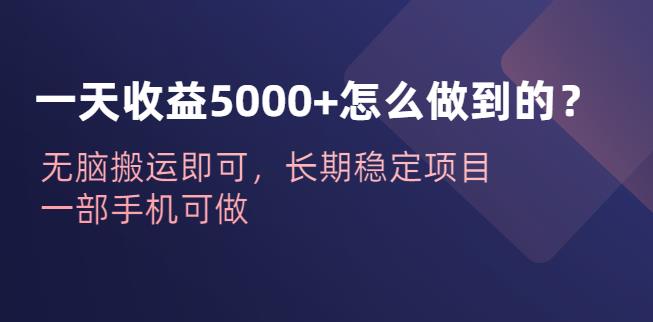一天收益5000+怎么做到的？无脑搬运即可，长期稳定项目，一部手机可做【揭秘】-千寻创业网