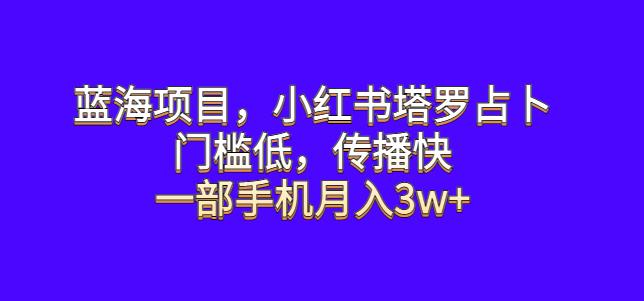 蓝海项目，小红书塔罗占卜，门槛低，传播快，一部手机月入3w+【揭秘】-千寻创业网