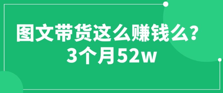 图文带货这么赚钱么? 3个月52W 图文带货运营加强课【揭秘】-千寻创业网