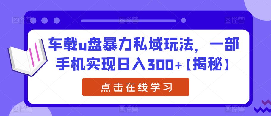 车载u盘暴力私域玩法，一部手机实现日入300+【揭秘】-千寻创业网