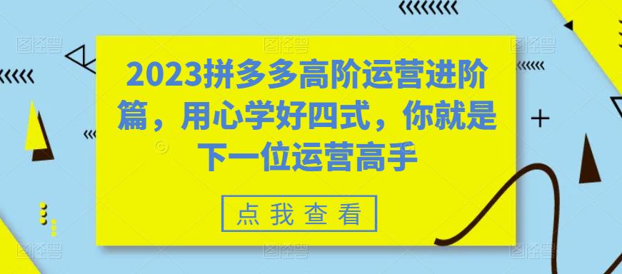 2023拼多多高阶运营进阶篇，用心学好四式，你就是下一位运营高手-千寻创业网