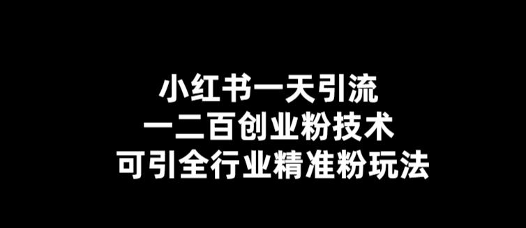 小红书一天引流一二百创业粉技术，可引全行业精准粉玩法【仅揭秘】-千寻创业网